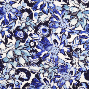 Viskose Popeline Blumen blau