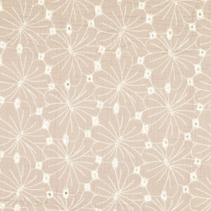 Baumwoll Musselin Stickerei Blumen beige