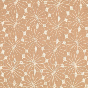 Baumwoll Musselin Stickerei Blumen sand
