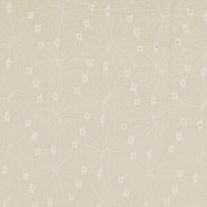 Baumwoll Musselin Stickerei Blumen beige