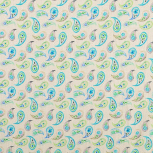Leinen gewaschen Digitaldruck Paisley türkis