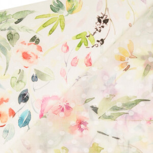 Baumwoll Voile Scherli Digitaldruck Blumen natur