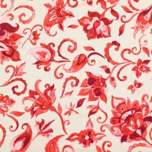 Baumwoll Voile Blumen rot