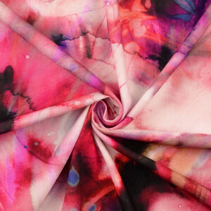 Viskose Leinen Digitaldruck Batik rosa