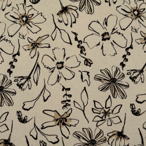 Viskose Leinen Blumen offwhite/sand