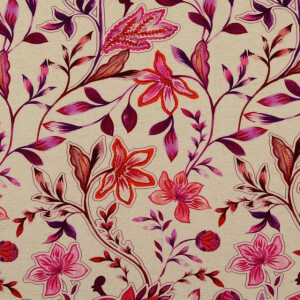 Viskose Leinen Digitaldruck Blumen pink