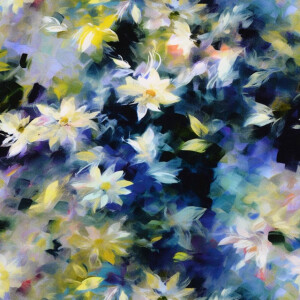 Viskose Popeline Digitaldruck Blumen blau