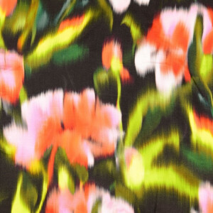 Viskose Satin Digitaldruck Batik Blumen orange