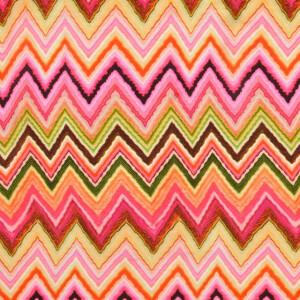 Viskose Satin Digitaldruck Zickzack rosa/orange