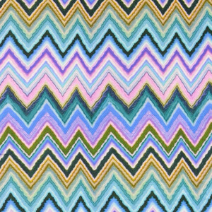 Viskose Satin Digitaldruck Zickzack blau