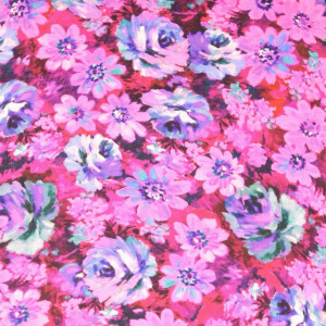 Viskose Satin Digitaldruck Blumen rosa