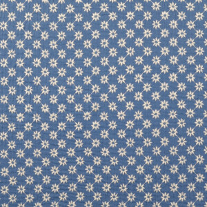 Baumwoll Musselin Stickerei Blümchen jeansblau