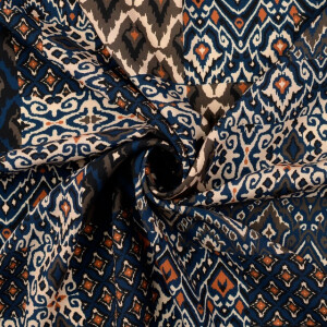 Viskose popeline digitaldruck patchwork marine