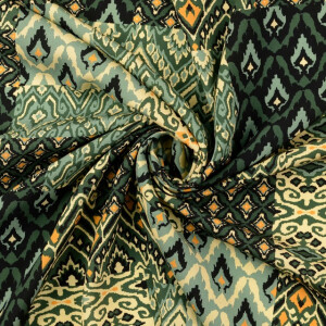 Viskose popeline digitaldruck patchwork grün