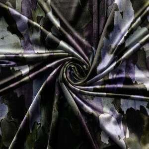 Samt stoff digitaldruck batik dunkelgrün multicolor