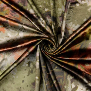 Samt stoff digitaldruck blumen grün multicolor