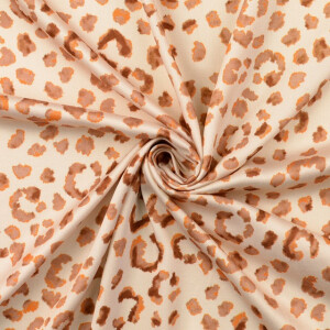 Viskose satin digitaldruck tierfelle beige
