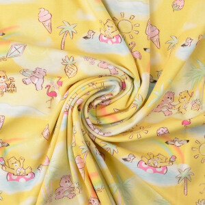 Baumwolljersey digitaldruck glücksbärchen sommer gelb