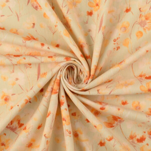 Feincord digitaldruck blumen sand