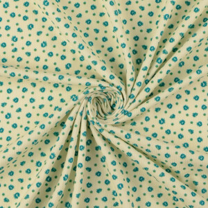 Feincord digitaldruck blumen hellgelb/petrol