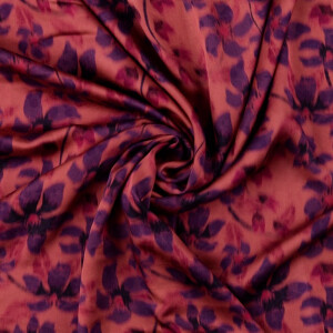 Viskose satin digitaldruck blumen rot