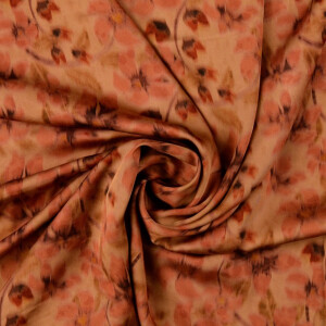 Viskose satin digitaldruck blumen braun