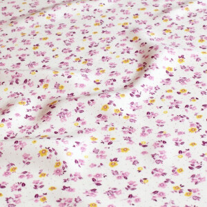 Viskose Popeline Blumen rosa