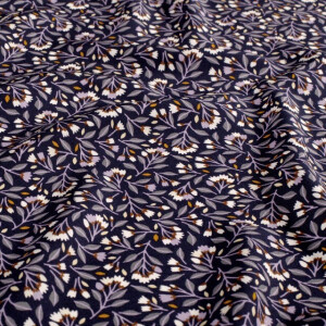 Viskose popeline blumen marine
