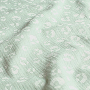 Baumwoll Musselin Leopard mint