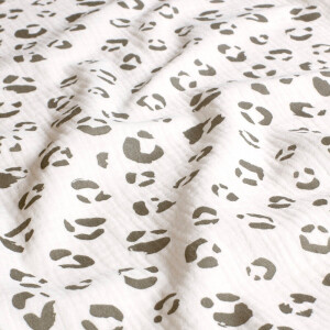 Baumwoll Musselin Leopard offwhite