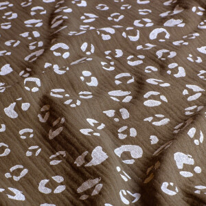 Baumwoll Musselin Leopard taupe braun
