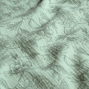 Baumwoll Musselin Blumen mint