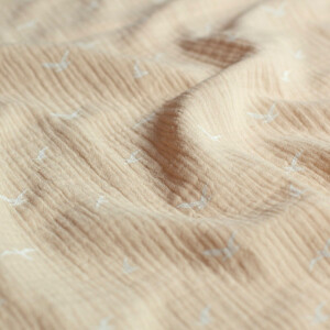 Baumwoll Musselin Vögel beige