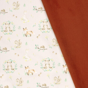 Softshell Digitaldruck Waldtiere beige