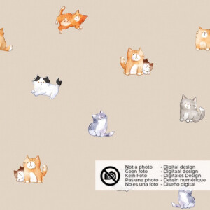 Softshell Digitaldruck Katzen beige