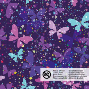 Softshell Digitaldruck Schmetterlinge lila