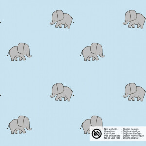 Baumwolle Popeline Elefanten babyblau