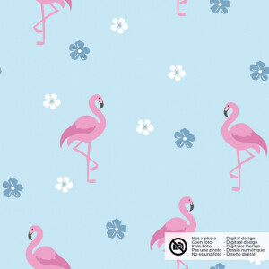 Baumwolle Popeline Flamingos babyblau
