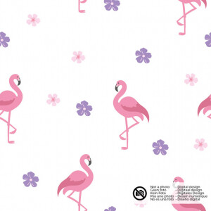 Baumwolle Popeline Flamingos weiß
