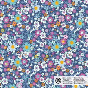 Baumwolle Popeline Blumen stahlblau