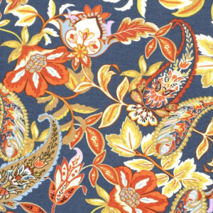 Viskose Nylon Krepp Paisley stahlblau