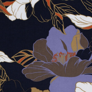 Viskose Nylon Krepp Blumen marine