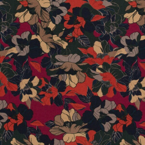 Viskose Nylon Krepp Blumen rot