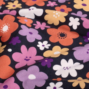 Sweat/French Terry angeraut Digitaldruck Blumen marine