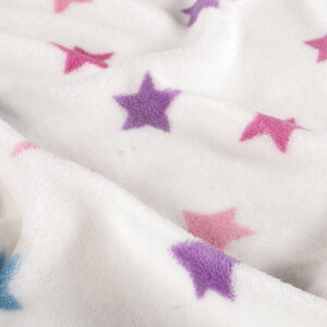 Coral Fleece bedruckt Sterne weiß