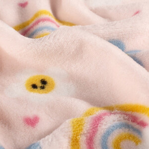 Coral Fleece bedruckt Regenbogen rosa
