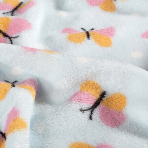 Coral Fleece bedruckt Schmetterlinge hellblau