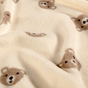 Coral Fleece bedruckt Bären beige