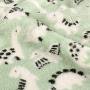 Coral Fleece bedruckt Dinos dunkelmint