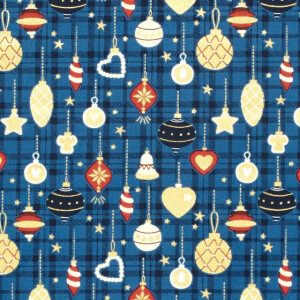 Baumwolle Weihnachten Kugeln marine/gold